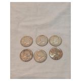 Lot Of Six 1964 Kennedy Half Dollars 