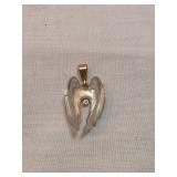 14k Gold And Diamond Angel Wings Pendant 