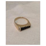 14k Gold Ring With Onyx And Diamond