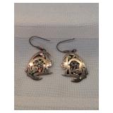 Sterling And Abalone Fish Earrings
