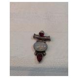 Sterling Silver With Moonstone And Tourmaline Pendant