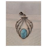 Sterling Silver And Blue Larimer Pendant 