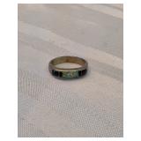 Sterling Silver Ring With Opals And Onyx