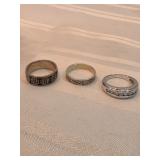 3 Sterling Silver Rings Size 9