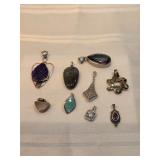 Sterling Silver Pendants Lot Of 9