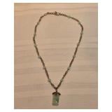 Sterling Silver And Jade Necklace 