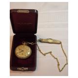 Waltham 14k Gold Filled Pocket Watch With Box Chain And Knife