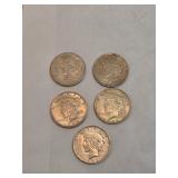 1923 Peace Dollars Lot Of 5