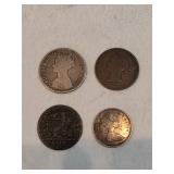 4 Old British Empire Coins 