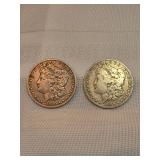 Pair Of 1886 O Morgan Silver Dollars