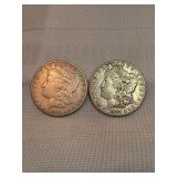 Pair Of 1884 Morgan Silver Dollars