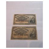 Dominion Of Canada 25 Cent Notes