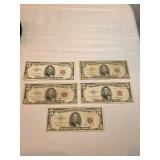 1963 Five Dollar Red Seal Bills