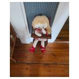 Toy wooden highchair, Rag doll