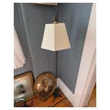 Golden framed artwork, Framed pictures, Floor lamp 