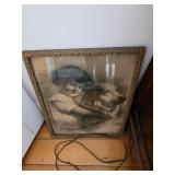 Vintage style frame with girl and a dog