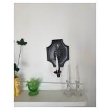 Candle sticks, Candle holder, green glass