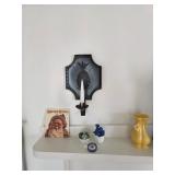 Candle holder, trinkets, Night Before Christmas book