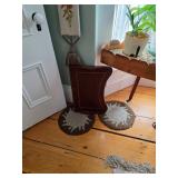 Copper plant stand, bed tray or lap tray, woven trivets, plants