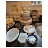 Dishes, butter dish, mugs, dish set, Irish pottery