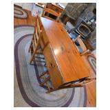 Skinny kitchen table with 2 drop leafs and ladder back chairs