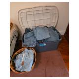 Mens and ladies jeans and denim skirt