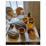 Antique German August Kreamer tin metal cake pan and jello mold, Corningware