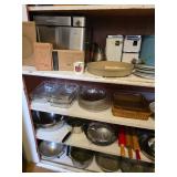 Wooden rolling pins, Cover cheese dish, plates, square dish with basket, tin canisters, Cuisinart br