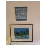 framed artwork, textile wall hanging