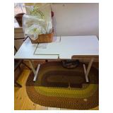 Braided rug, sewing table