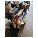 Wooden Folding Chair with Canvas, Vintage Cooler