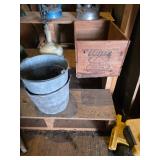 Galvanized Pails, Whiz Auto Body Polish Wooden Box