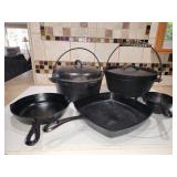 Cast Iron pans, skillet, dutch oven