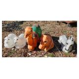 Five Empire blow mold nativity animals including sheep, camel, cow, and donkey, please preview for w