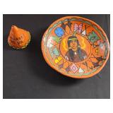  A painted pottery dish made from the Pamunkey river clay and T-pee by Willis Bradley of the Pamunke