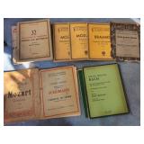 Collection of classical piano sheet music and music books including Beethoven 32 Sonatas for the Pia