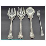 Four sterling silver serving utensils one with 1895 patent mark. 285 grams.