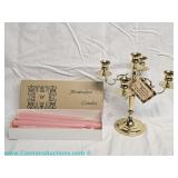 Baldwin American Museum Brass Collection candelabra with box of six handcrafted candles from William