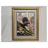 Framed Salvador Dalí Biblia Sacra lithograph in a Surrealist style from the late 60s with plate sign