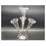 Art Nouveau style silver plated epergne dating to the late 19th to early 20th century with a scrollw