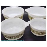 Pyrex Cinderella bowls in Autumn Floral pattern, only produced in 1966.