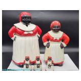 Vintage ceramic figural grouping in a Black Americana style dating to the mid 20th century. One with