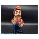 Vintage Japanese battery operated novelty bartender figure toy dating to the mid 20th century measur