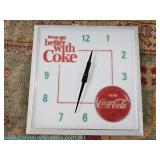 Vintage 1960s Coca-Cola store dealer wall clock with electric cord, in for working condition