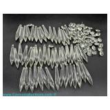 Group of antique clear crystal chandelier prisms and octagonal beads; measures 3"