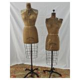 Two Collaps-A-Form dress forms with cast iron bases marked J.R. Bauman from the New York Garment Dis