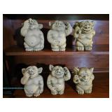 Six Design Toscano European styled handcrafted sculptural troll figures with varied humorous poses