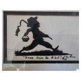  Clay Rice signed silhouette artwork titled "Home From De Ribuh" depicting a running figure holding 