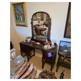 Antique Mahogany 4-drawer Mirror Vanity