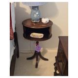 Vintage two-tier drum side table Duncan Phyfe?